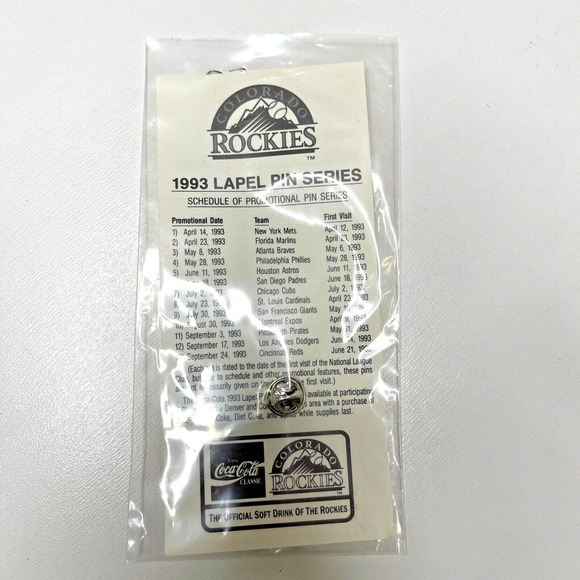 Colorado Rockies Inaugural Season Pin #12 Dodgers CocaCola 1993 MLB Lapel NEW - Picture 2 of 3